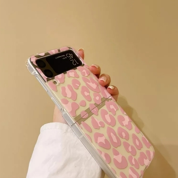 Galaxy Z Flip 3 Case Pink Leopard Clear - Picture 5 of 6